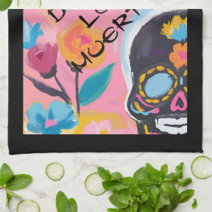 Floral Sugar Skull Painting Kitchen Towel