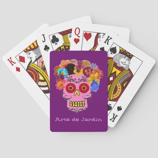 Floral Sugar Skull Poker Cards (Back)