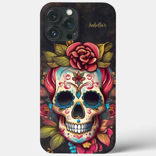 Floral Sugar Skull Quinceanera Birthday iPhone 13 Pro Max Case