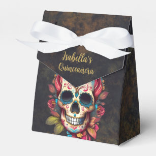 Floral Sugar Skull Quinceanera Birthday  Favor Boxes