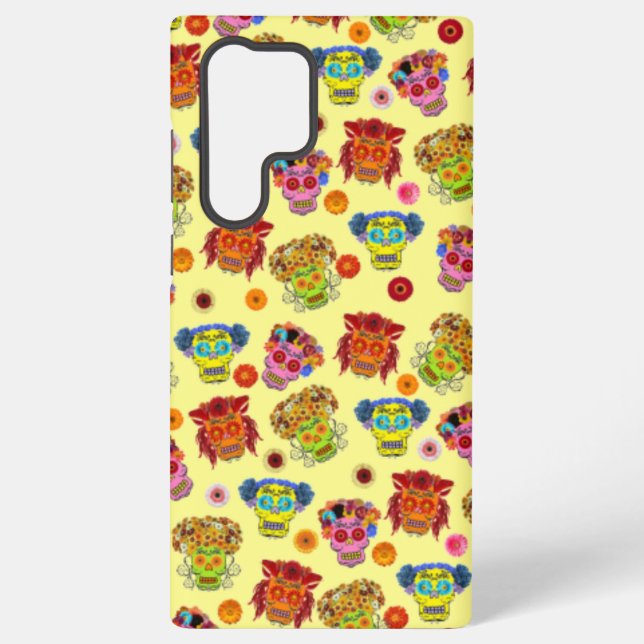 Floral Sugar Skull Samsung Galaxy Case (Back)