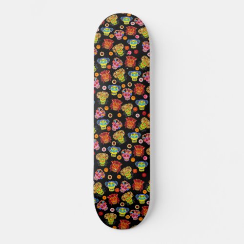 Floral Sugar Skull Skateboard
