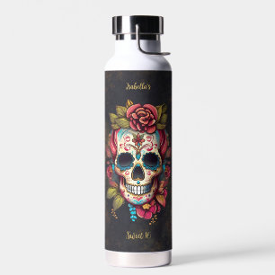 Floral Sugar Skull Sweet 16 Birthday Water Bottle