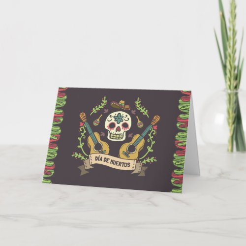 Floral Sugar Skulls Dia de Muertos Greeting Card
