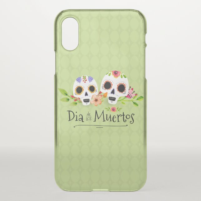 Floral Sugar Skulls Dia de Muertos | iPhone X Case (Back)