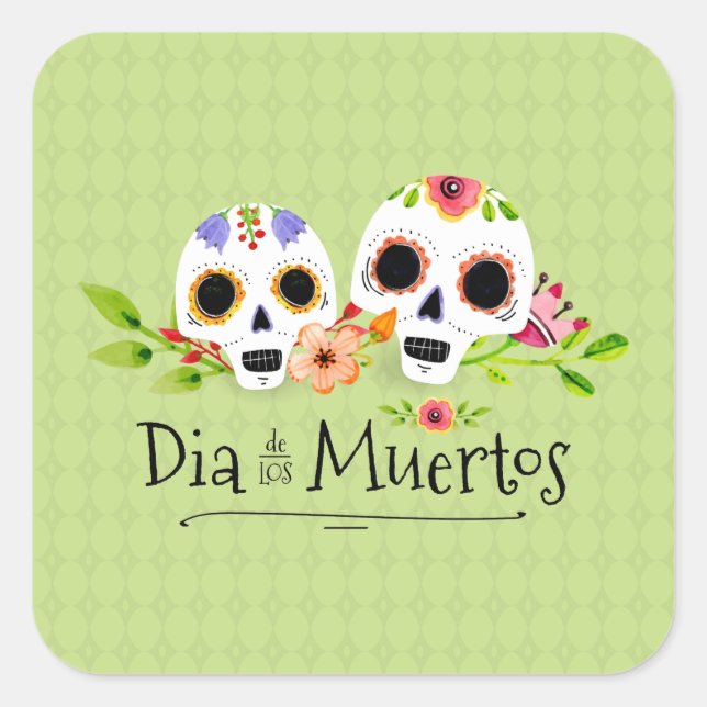 Floral Sugar Skulls Dia de Muertos | Sticker (Front)
