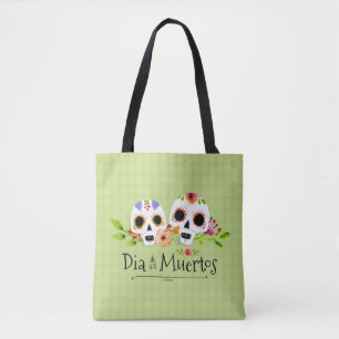 Floral Sugar Skulls Dia de Muertos Tote Bag