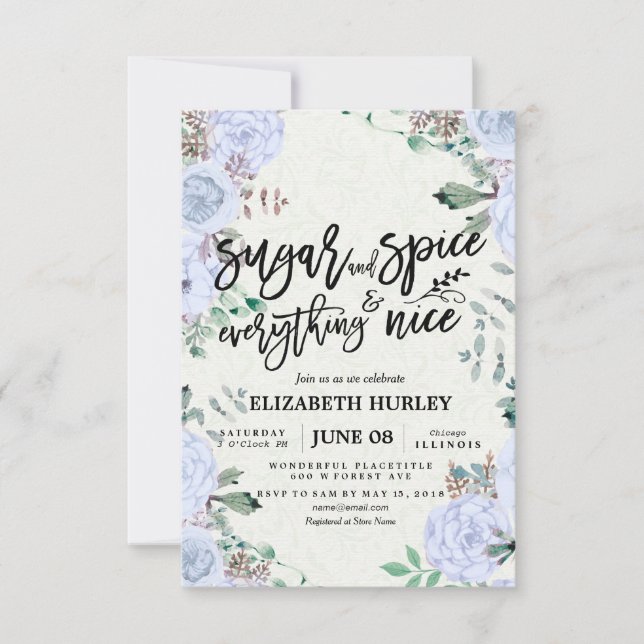 Floral Sugar & Spice & Everything Nice Baby Shower Invitation (Front)