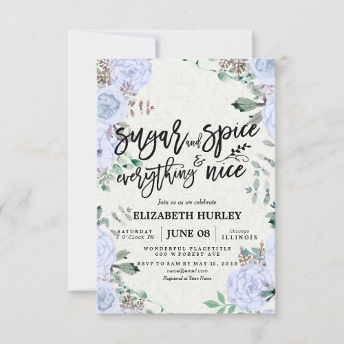 Floral Sugar  Spice  Everything Nice Baby Shower Invitation