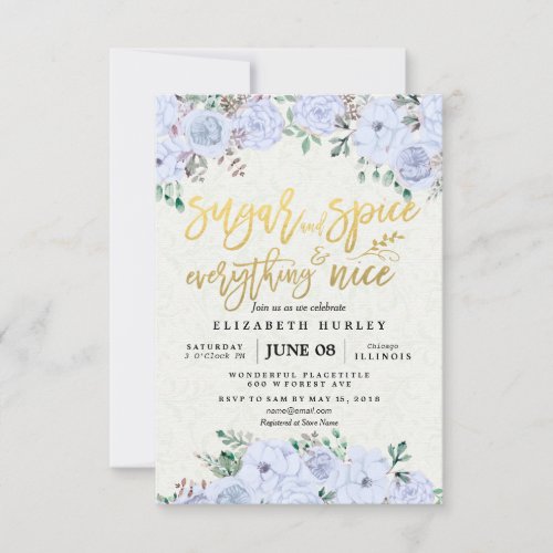 Floral Sugar  Spice  Everything Nice Baby Shower Invitation