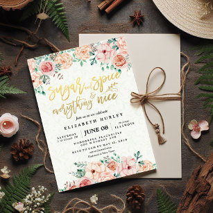 Floral Sugar & Spice & Everything Nice Baby Shower Invitation