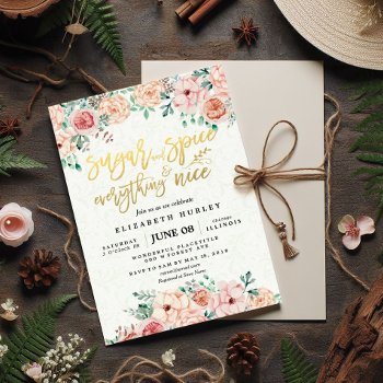 Floral Sugar & Spice & Everything Nice Baby Shower Invitation by ReadyCardCard at Zazzle