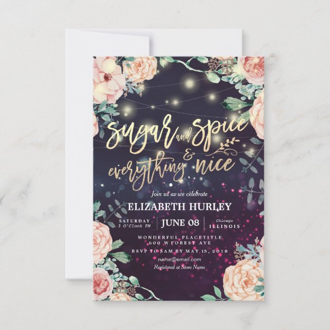 Floral Sugar & Spice & Everything Nice Baby Shower Invitation (Front)