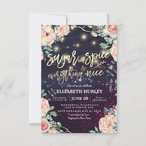 Floral Sugar  Spice  Everything Nice Baby Shower Invitation