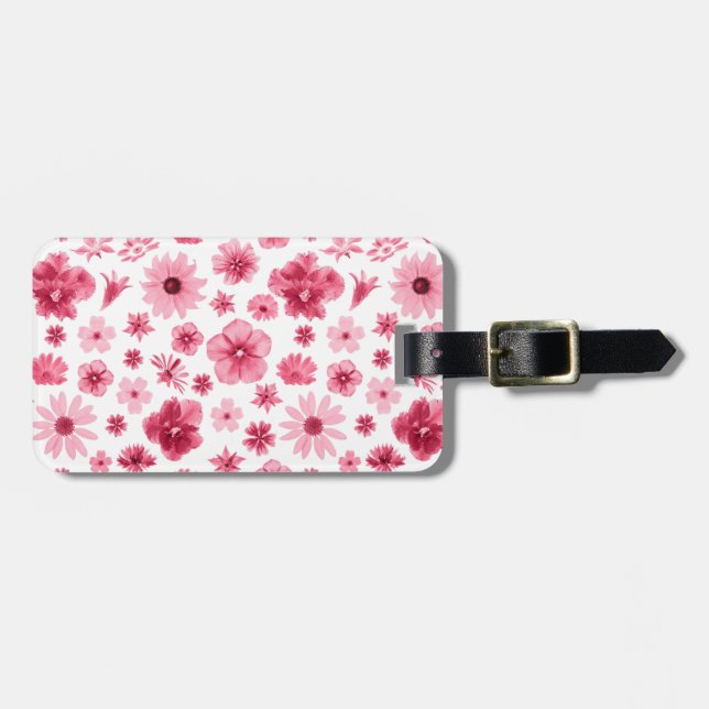floral suitcase label luggage tag (Front Horizontal)