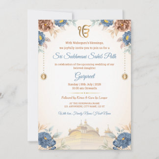 Floral Sukhmani Sahib Path Invitation Card