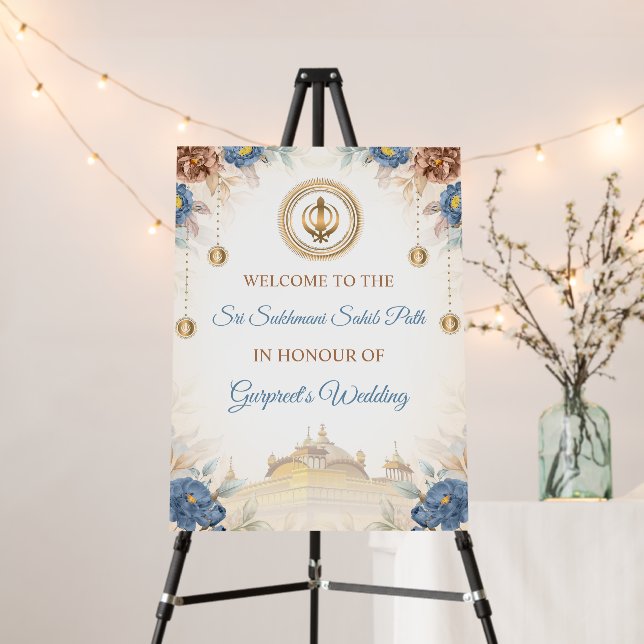 Floral Sukhmani Sahib Path Wedding Board (In Situ (Stand))