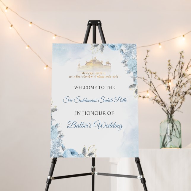 Floral Sukhmani Sahib Path Wedding Board (In Situ (Stand))