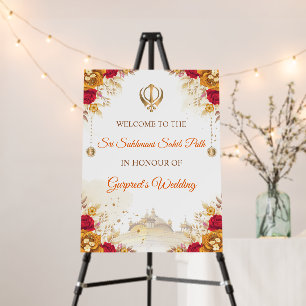 Floral Sukhmani Sahib Path Wedding Welcome Sign