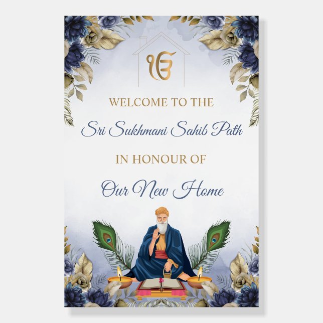 Floral Sukhmani Sahib Path Welcome Board (Front)