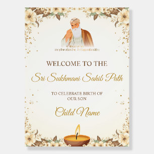 Floral Sukhmani Sahib Path Welcome Sign