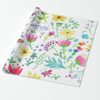 floral summer background of colorful flowers wrapping paper