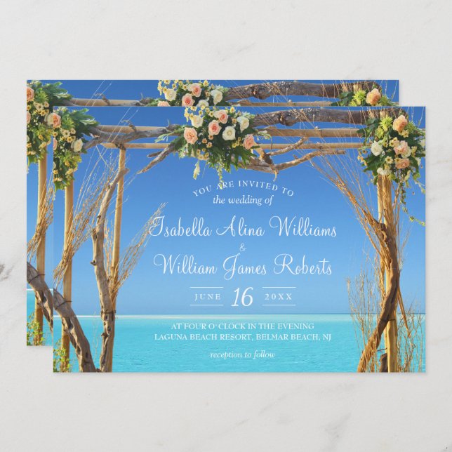 Floral Summer Beach Wedding Gate Invitation (Front/Back)