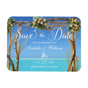 Floral Summer Beach Wedding Gate Save the Date Magnet