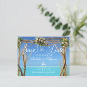 Floral Summer Beach Wedding Gate Save the Date Postcard (Standing Front)