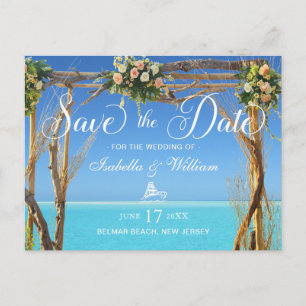 Floral Summer Beach Wedding Gate Save the Date Postcard