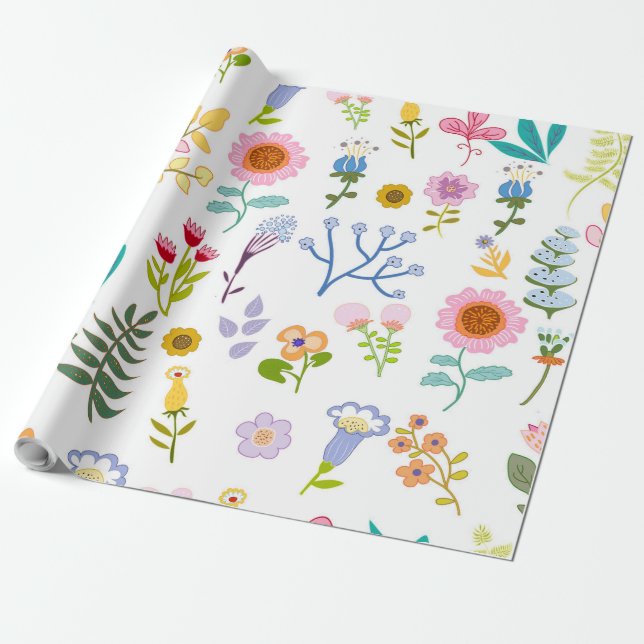 floral summer botanical background  wrapping paper (Unrolled)
