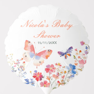 Floral Summer Butterfly Baby Shower Balloon