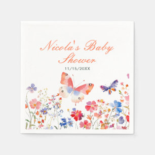 Floral Summer Butterfly Baby Shower Napkins