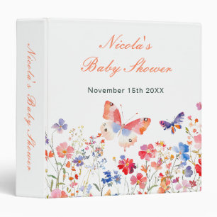 Floral Summer Butterfly Baby Shower Photo Album 3 Ring Binder