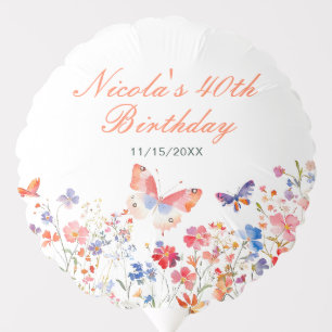 Floral Summer Butterfly Birthday Balloon