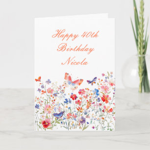 Floral Summer Butterfly Birthday Card