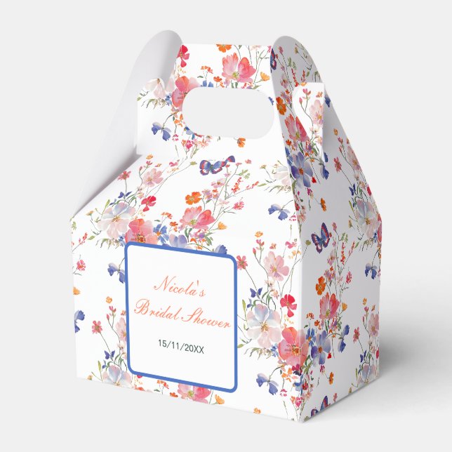 Floral Summer Butterfly Bridal Shower Favor Boxes (Front Side)