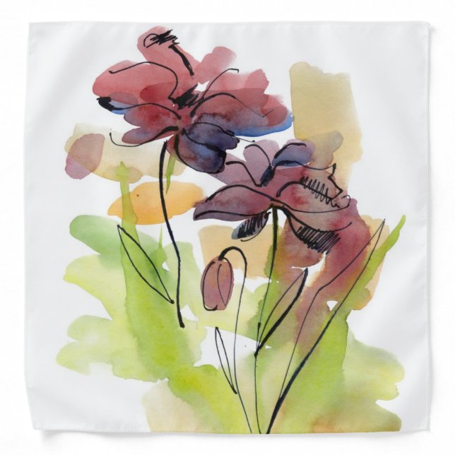 Floral summer design with hand-painted abstract 2 bandana (Front)