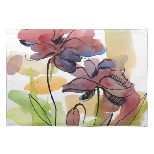 Floral summer design with hand_painted abstract 2 cloth placemat