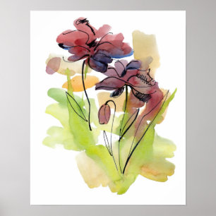 Floral summer design with hand-painted abstract 2 poster