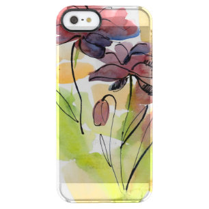 Floral summer design with hand-painted abstract 2 clear iPhone SE/5/5s case