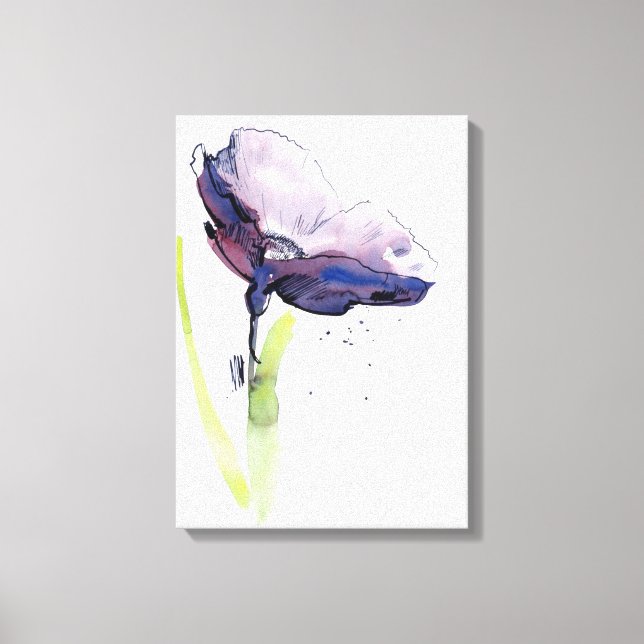 Floral summer design with hand-painted abstract canvas print (Front)