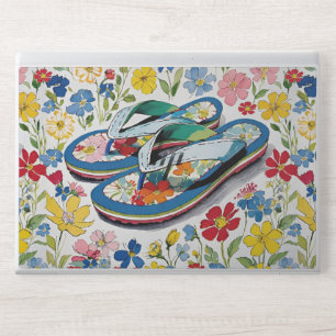 Floral Summer Flip Flops and Wildflowers HP Laptop Skin