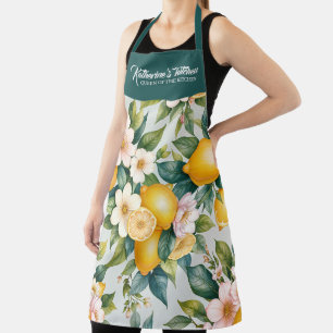 Floral Summer lemon citrus personalized name Apron