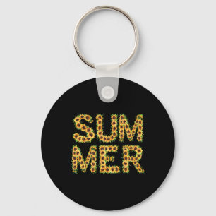 Floral Summer Letter - Summertime With Watercolor Keychain