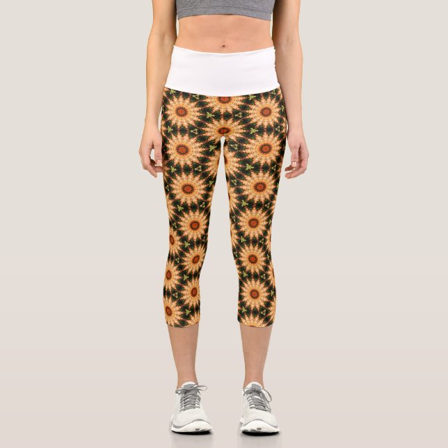floral summer pattern capri leggings (Front)