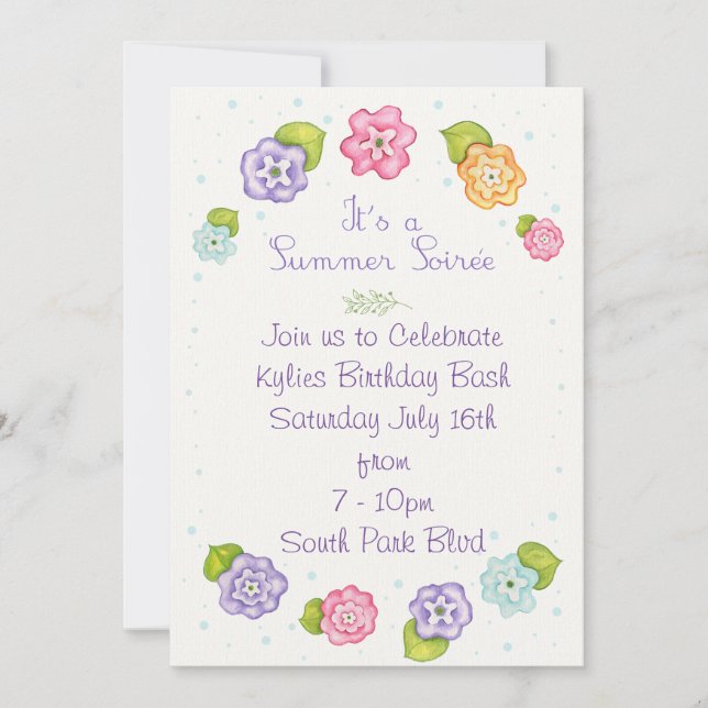 Floral Summer Soiree Invitation (Front)