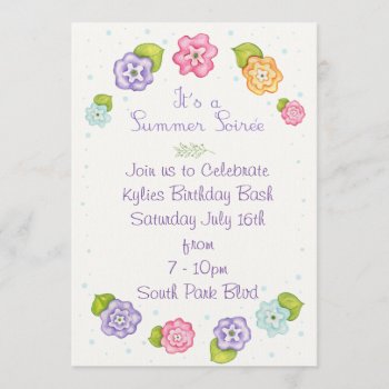 Floral Summer Soiree Invitation by TwoBranchingOut at Zazzle