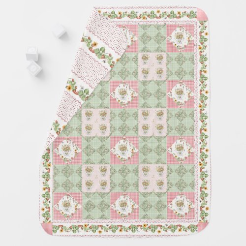 Floral Summer Strawberries Gingham Baby Girl
