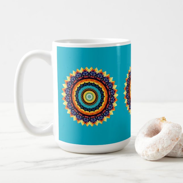Floral Sun Mandala Mug (With Donut)